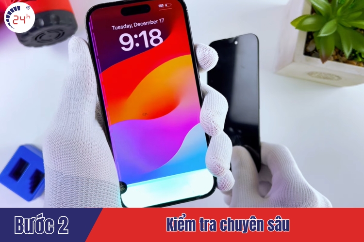 kiểm tra màn hình iphone 15
