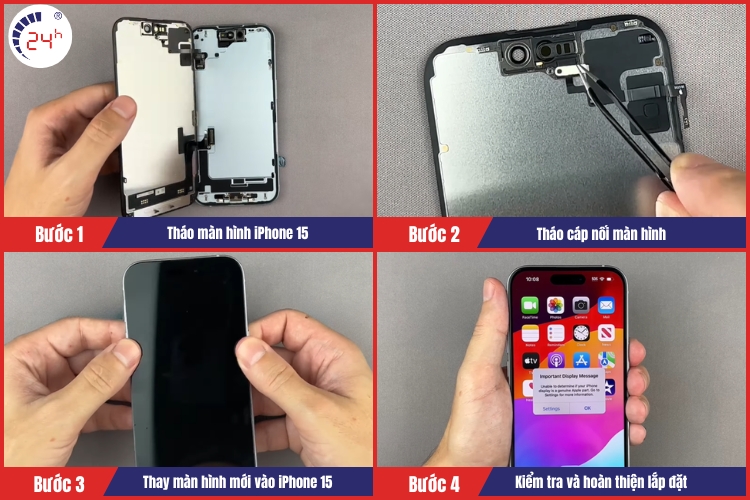 quy trình thay màn hình iphone 15