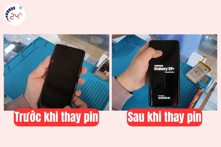 trước và sau khi thay pin samsung s9 plus