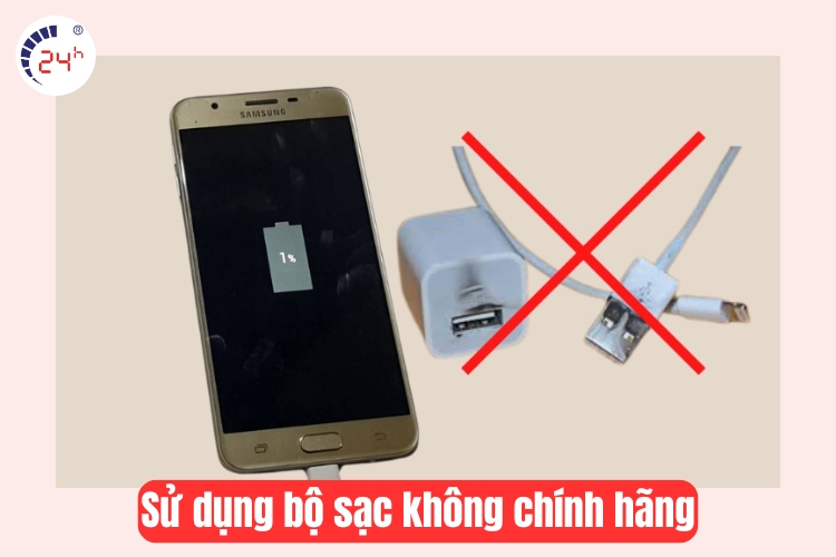 sử dụng bộ sạc kém chất lượng