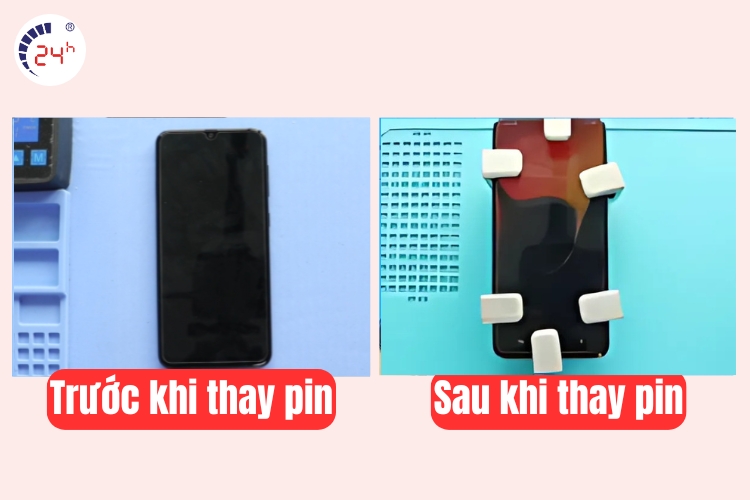 trước và sau khi thay pin samsung a50