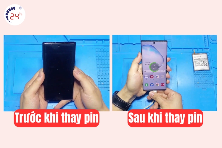 trước và sau khi thay pin samsung note 10 