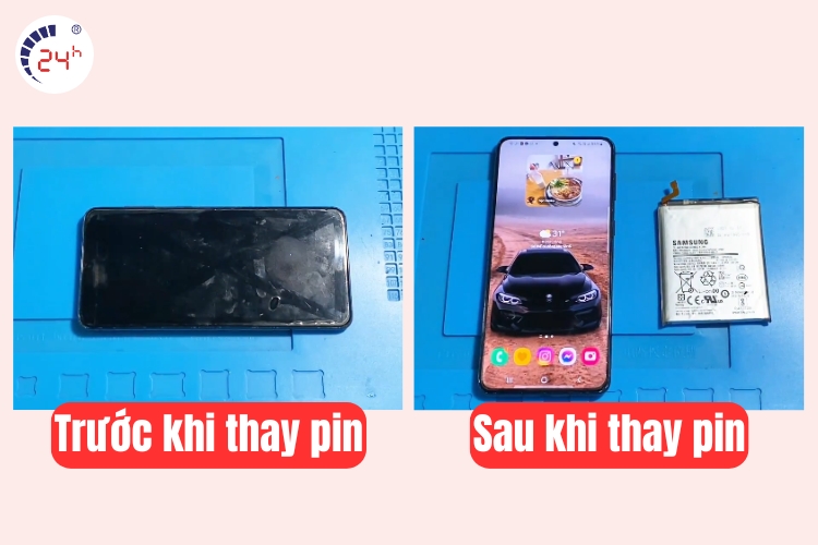 trước và sau khi thay pin samsung s21 plus