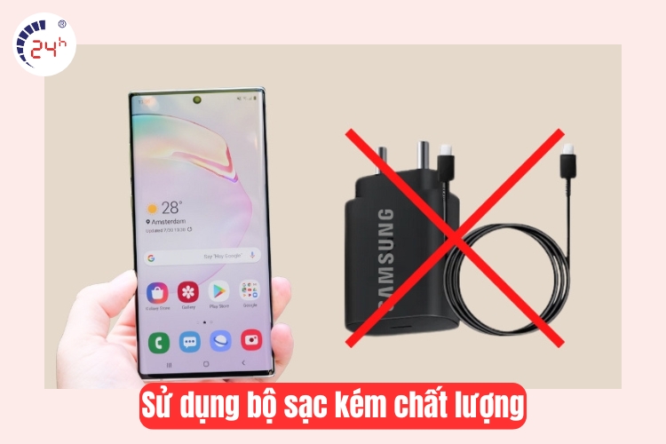 dùng bộ sạc không chính hãng