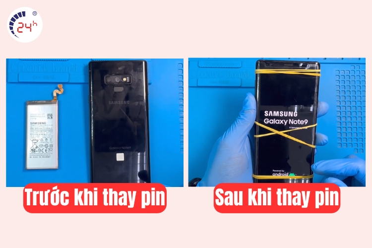 trước và sau khi thay pin samsung note 9