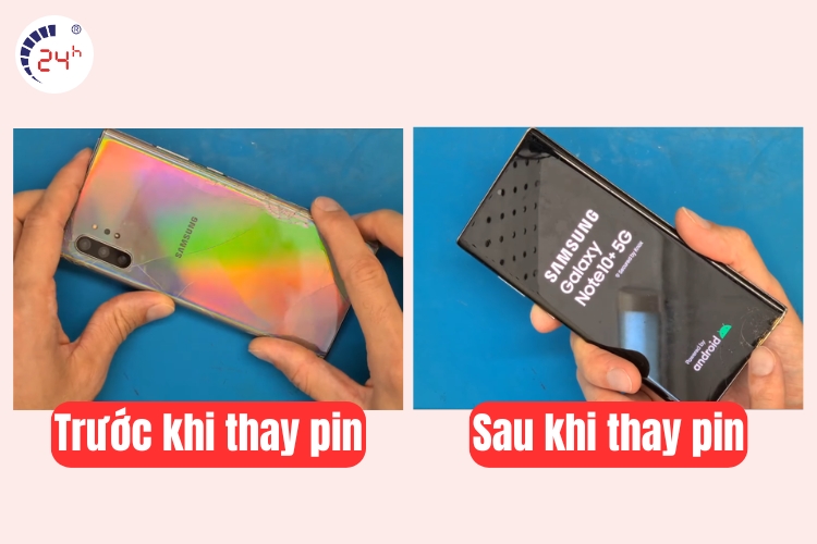 trước và sau khi thay pin samsung s10 plus