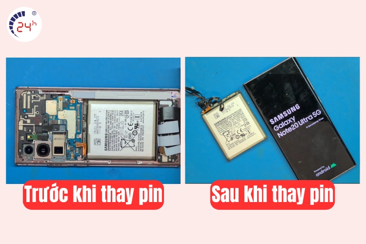 trước và sau khi thay pin samsung note 20 ultra