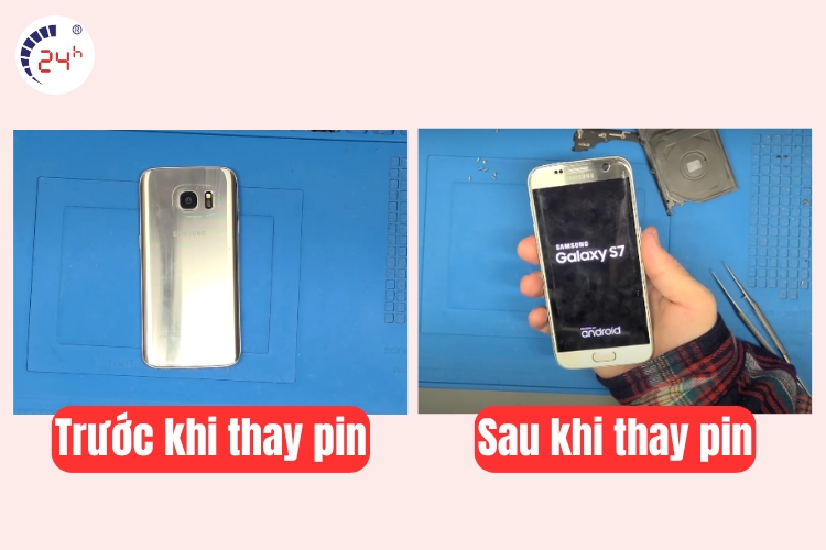 trước và sau khi thay pin samsung s7 