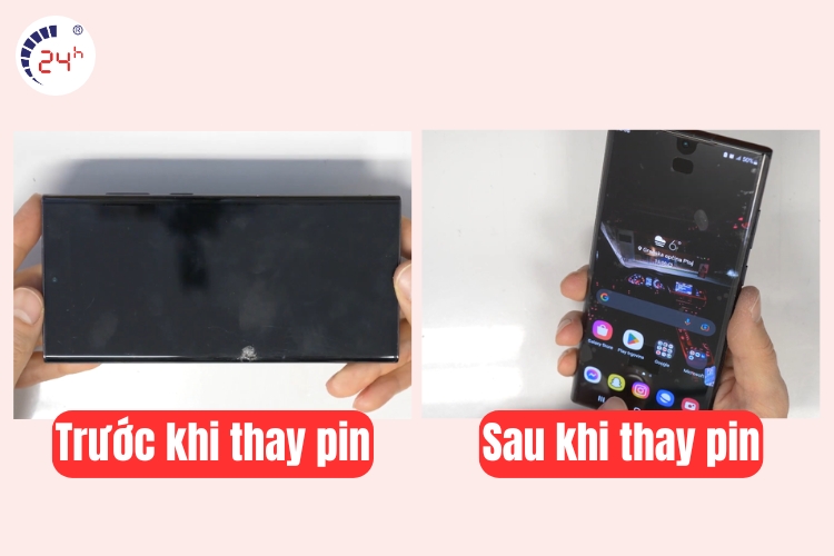 trước và sau khi thay pin samsung s22 ultra