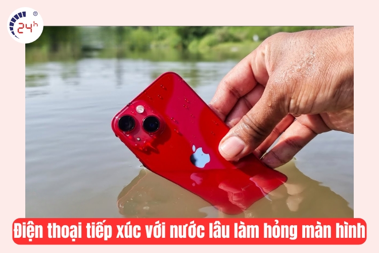 để điện thoại tiếp xúc với nước thời gian dài 