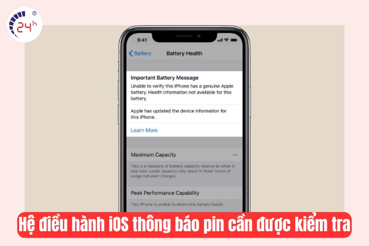 cảnh báo bảo trì pin từ ios