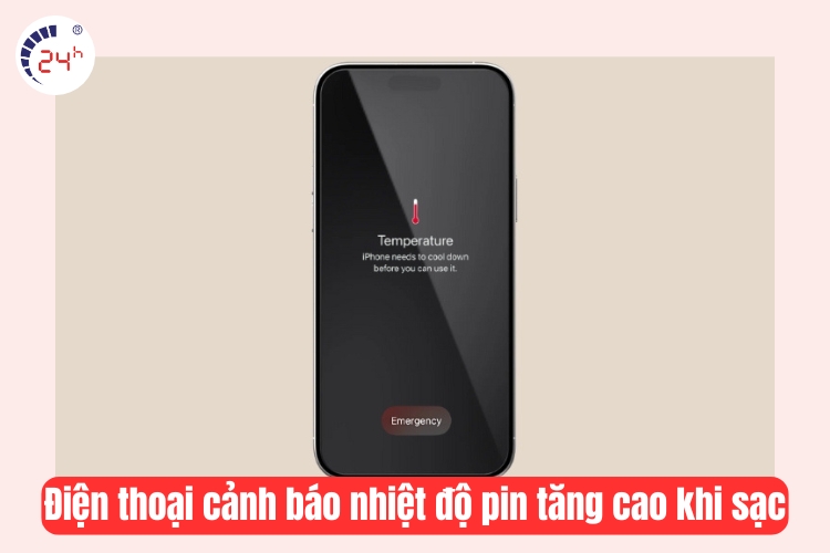 xuất hiện cảnh báo nhiệt độ pin tăng cao khi sạc