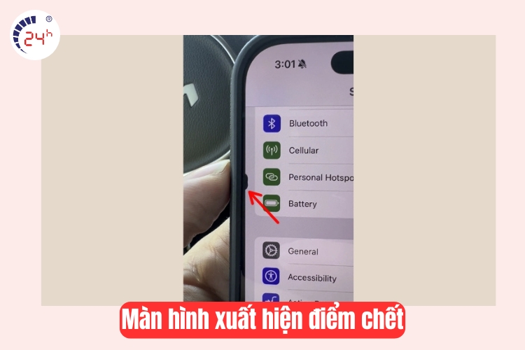 màn hình iphone 16 pro xuất hiện điểm chết