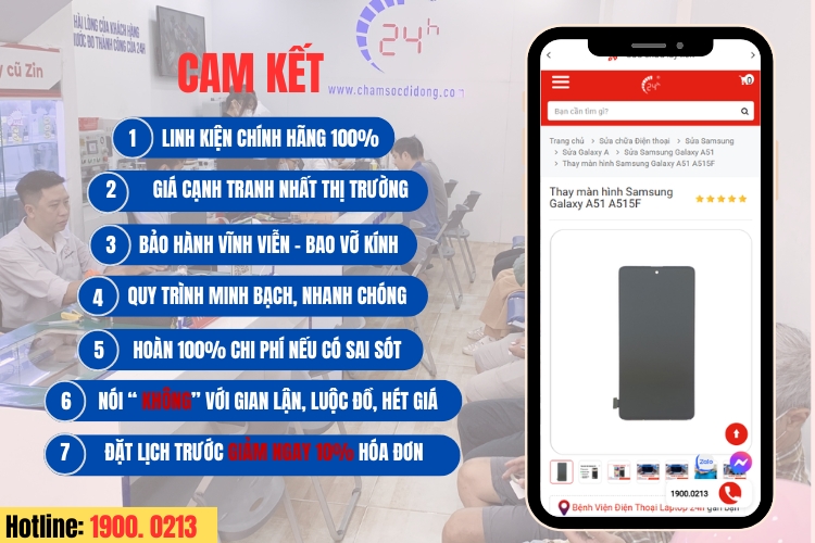 dịch vụ thay màn hình điện thoại samsung galaxy a51