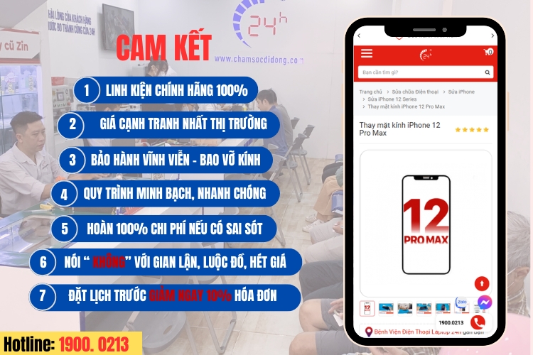 dịch vụ thay mặt kính iphone 12 pro max