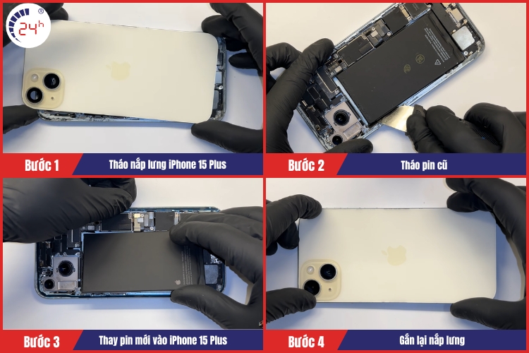 quy trình thay pin iPhone 15 Plus