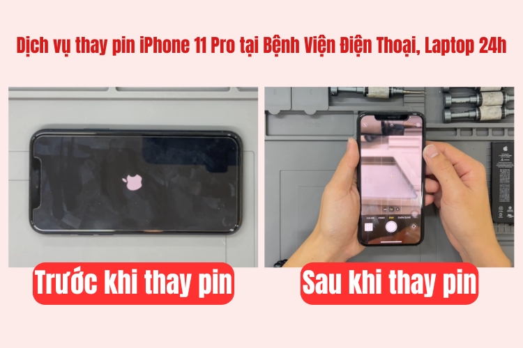 trước và sau khi thay pin iphone 11 pro