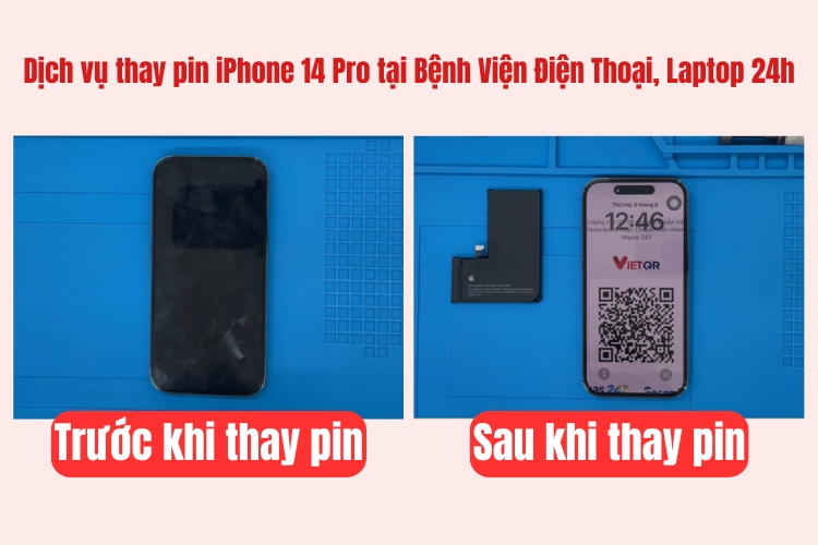 trước và sau khi thay pin iphone 14 pro