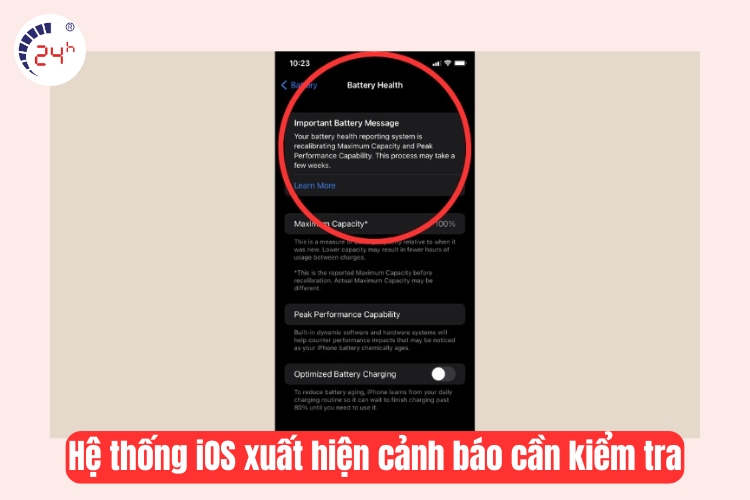 hệ thống ios xuất hiện cảnh báo cần kiểm tra
