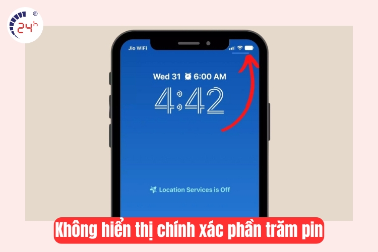 Không hiển thị chính xác phần trăm pin
