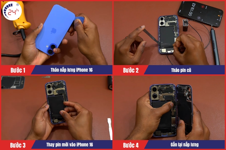 quy trình thay pin iphone 16