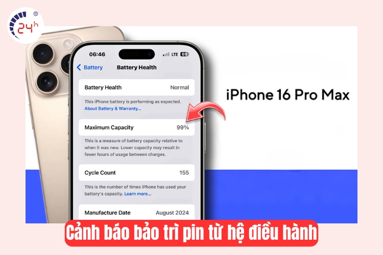 Cảnh báo bảo trì pin từ hệ điều hành