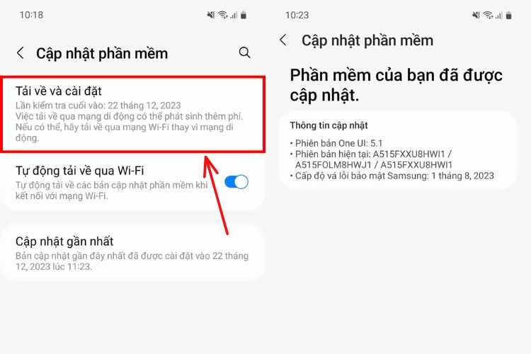 Cập nhật phần mềm bước 2