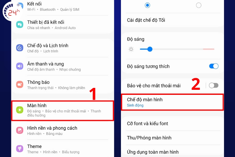 cách chỉnh màn hình samsung bị vàng