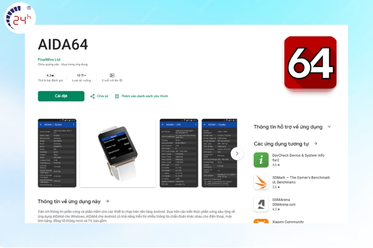 cài đặt ứng dụng AIDA64