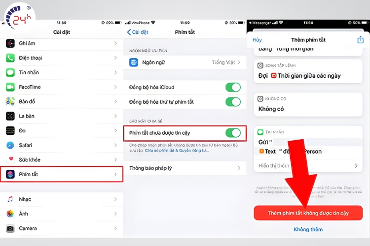 Kiểm tra bằng phím tắt Siri Shortcut bước 1