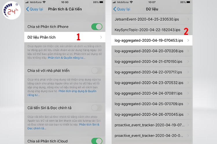 Kiểm tra bằng tính năng Analytics của Apple bước 2