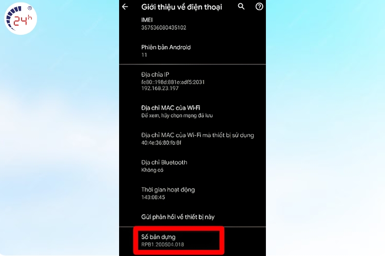 nhấn liên tục vào số bản dựng