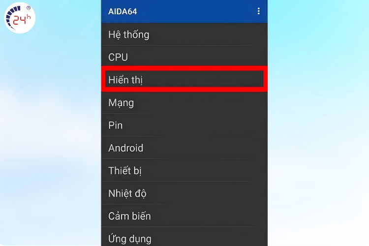 truy cập ứng dụng chọn dòng hiển thị