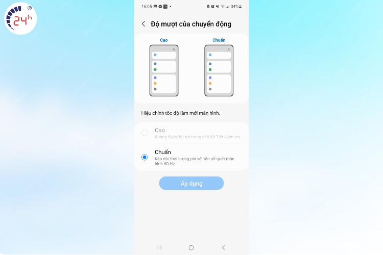 chọn chế độ tần số quét phù hợp