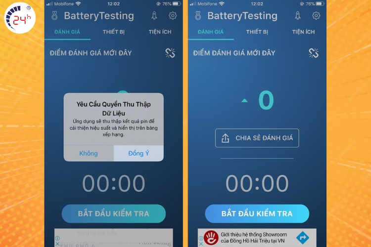 đồng ý cho ứng dụng quyền thu thập dữ liệu