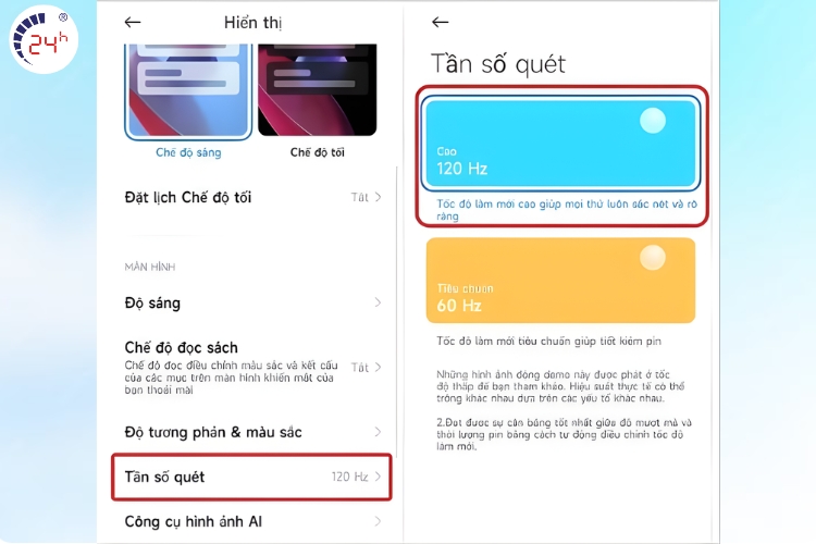 chọn tần số quét phù hợp