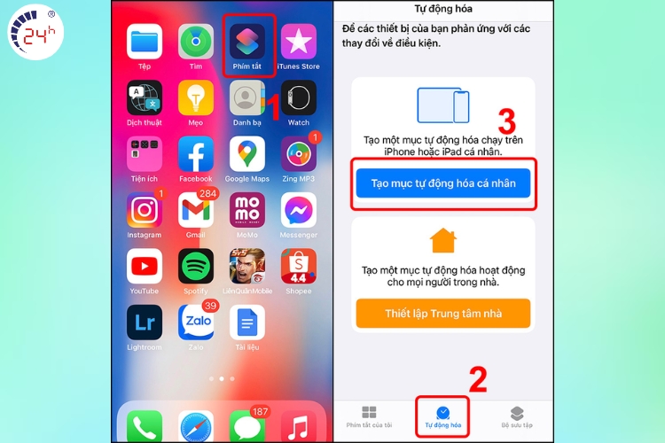 Mở ứng dụng Phím tắt