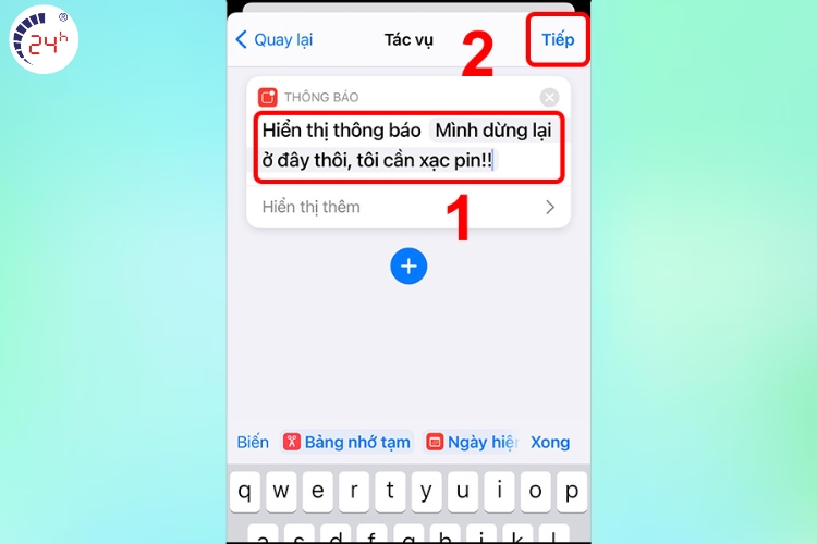 Tùy chỉnh nội dung lời nhắc