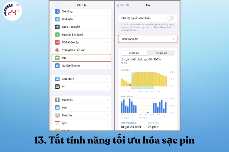 Tắt tính năng tối ưu hóa sạc pin bước 1