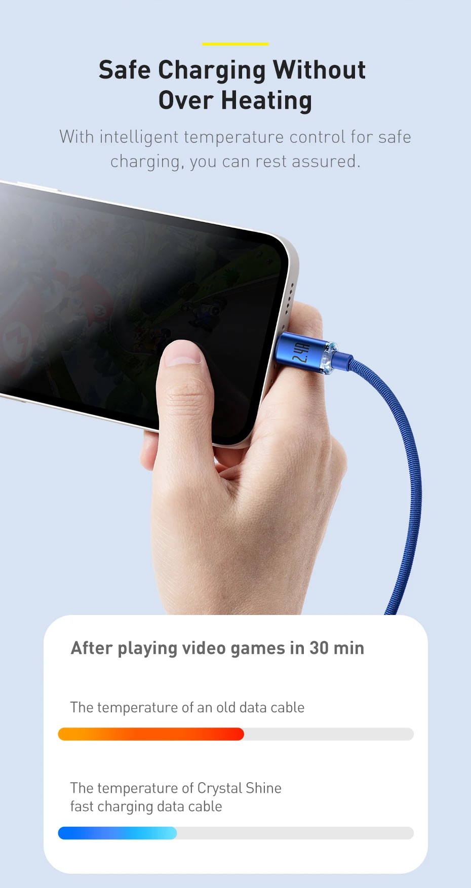 Cáp dữ liệu sạc nhanh Baseus Crystal Shine Series USB sang iP 2.4A 1.2m