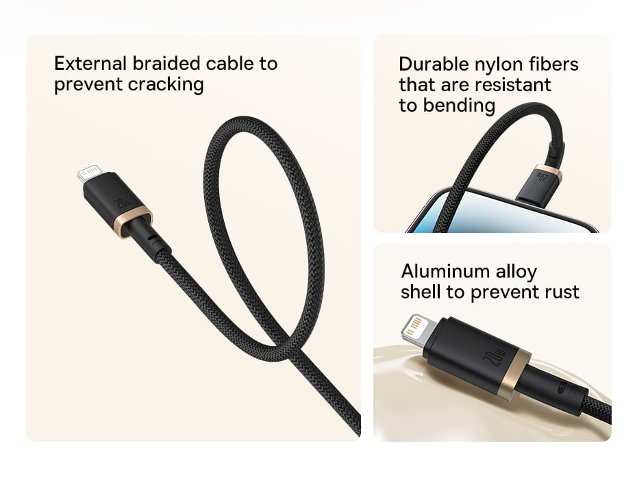 Cáp sạc nhanh hiệu Baseus Dura Series Type-C to iP 20W 1m Cáp sạc nhanh hiệu Baseus Dura Series Type-C to iP 20W 1m