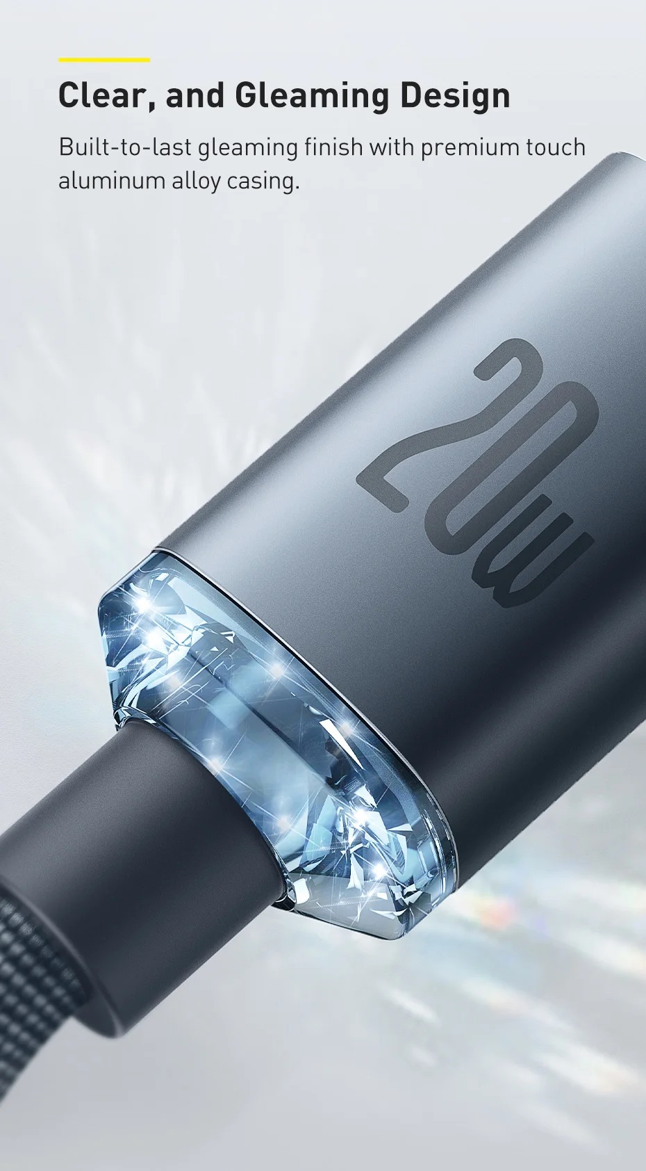 Cáp dữ liệu sạc nhanh Baseus Crystal Shine Series Type-C sang iP 20W 1,2m Cáp dữ liệu sạc nhanh Baseus Crystal Shine Series Type-C sang iP 20W 1,2m
