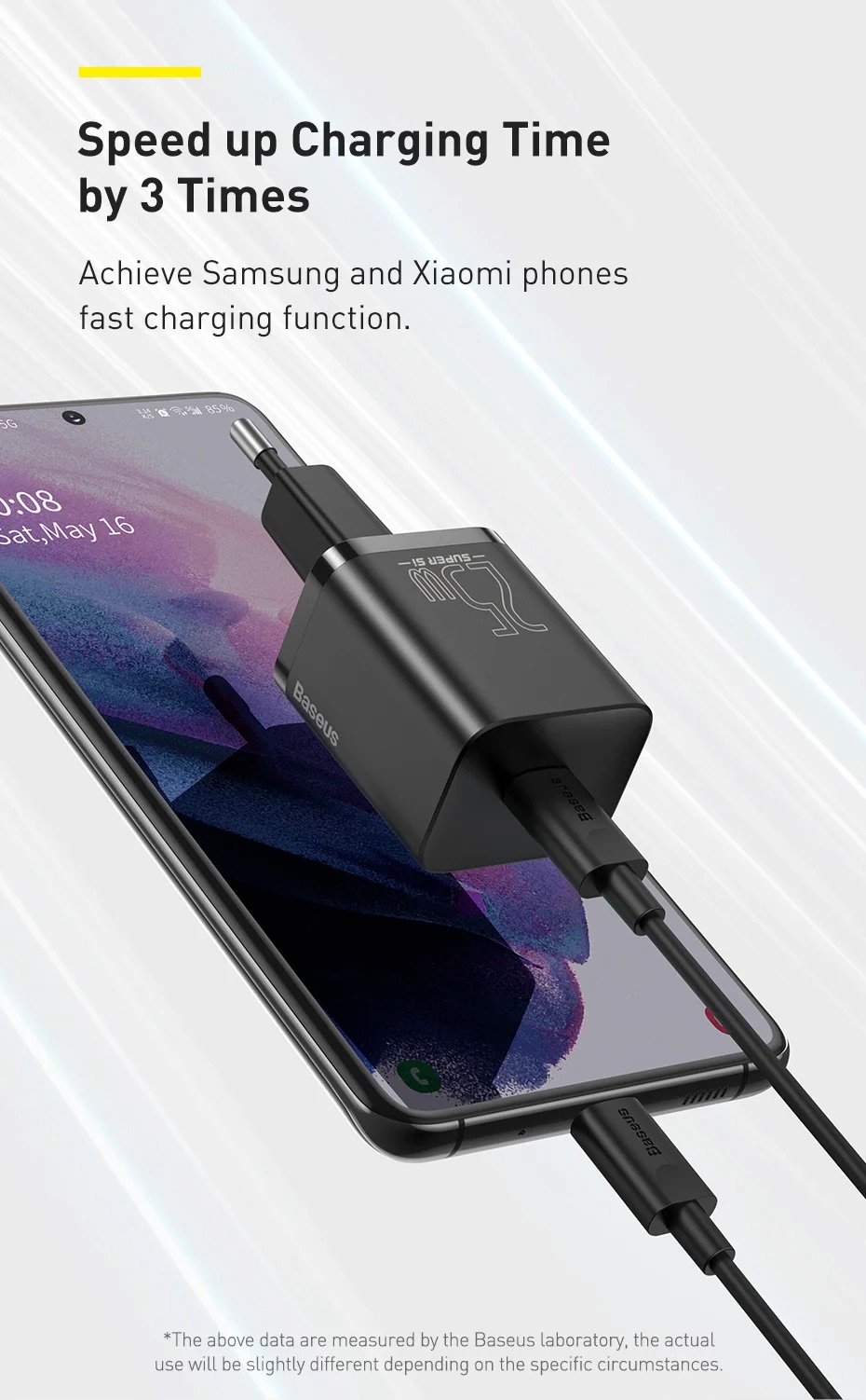 Bộ sạc hiệu Baseus Super Si 1C 25W EU Sets (Kèm cáp Type-C đến Type-C 3A 1m)