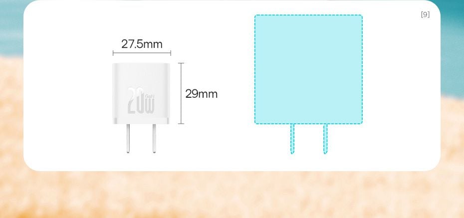 Bộ sạc nhanh Baseus GaN5 1C 20W CN Mini (Kèm Cáp sạc nhanh Cable Type-C sang iP PD 20W 1m)