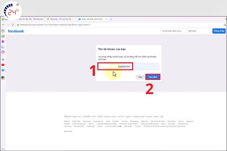 cách đổi mật khẩu facebook nhưng quên mật khẩu cũ​ trên máy tính bước 2