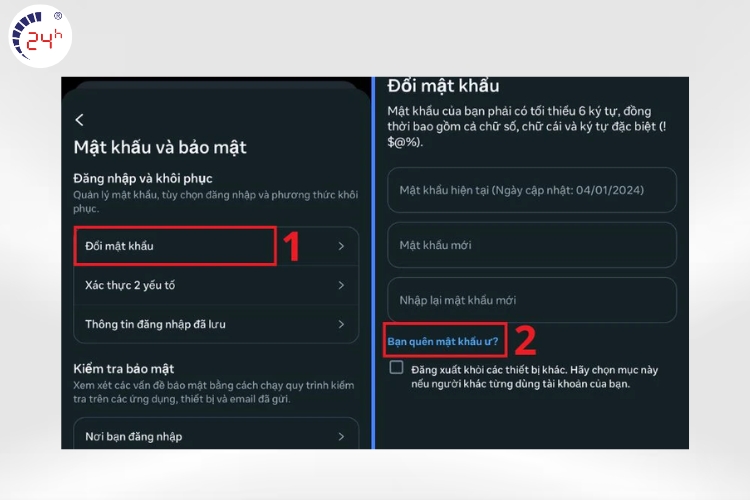 đổi mất khẩu facebook trên iPhone còn đăng nhập bước 3