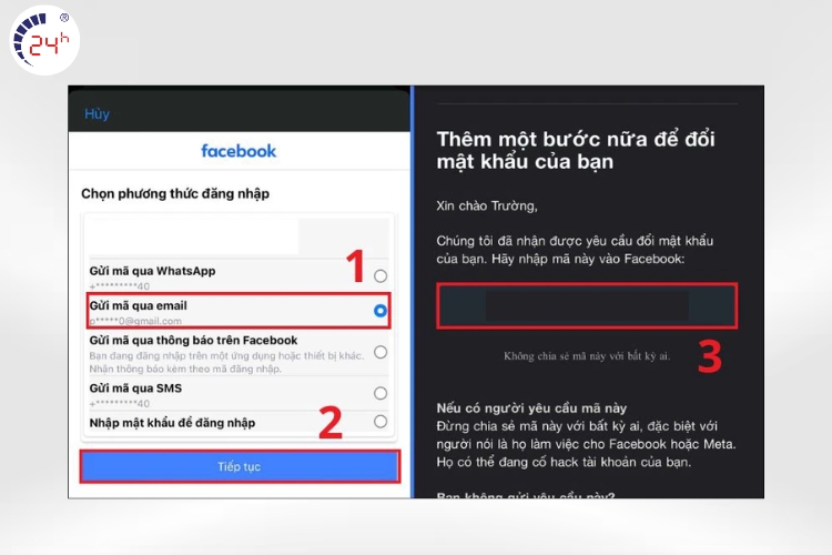 đổi mất khẩu facebook trên iPhone còn đăng nhập bước 4