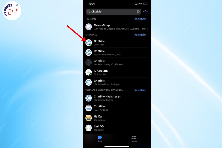 chat với người lạ qua chatible bước 1