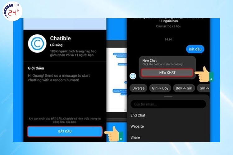 chat với người lạ qua chatible bước 2