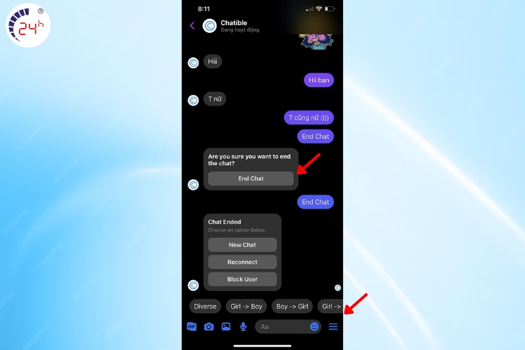chat với người lạ qua chatible bước 4